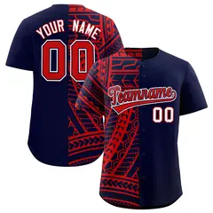 Red Navy Tribal Split Baseball Jersey 1