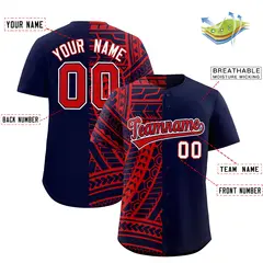 Red Navy Tribal Split Baseball Jersey 2