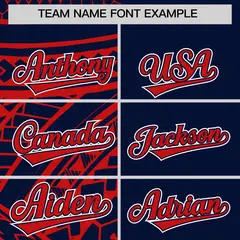 Red Navy Tribal Split Baseball Jersey 3