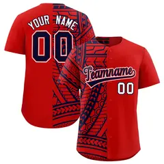Red Navy Tribal Split Baseball Jersey 1