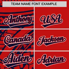 Red Navy Tribal Split Baseball Jersey 3