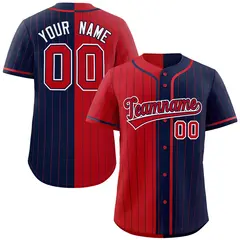 Red Navy Two-Tone Striped Authentic Baseball Jersey