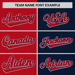 Red Navy Two-Tone Striped Authentic Baseball Jersey 3