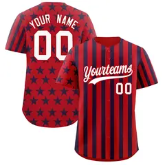 Red Navy White American Flag Graffiti Baseball Jersey 1