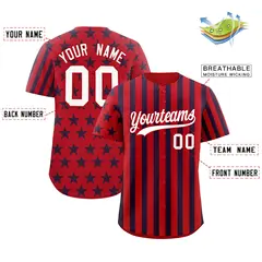 Red Navy White American Flag Graffiti Baseball Jersey 2