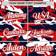 Red Navy White Camo Gradient Fashion Baseball Jersey 3