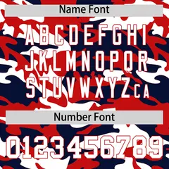Red Navy White Camo Gradient Fashion Baseball Jersey 4