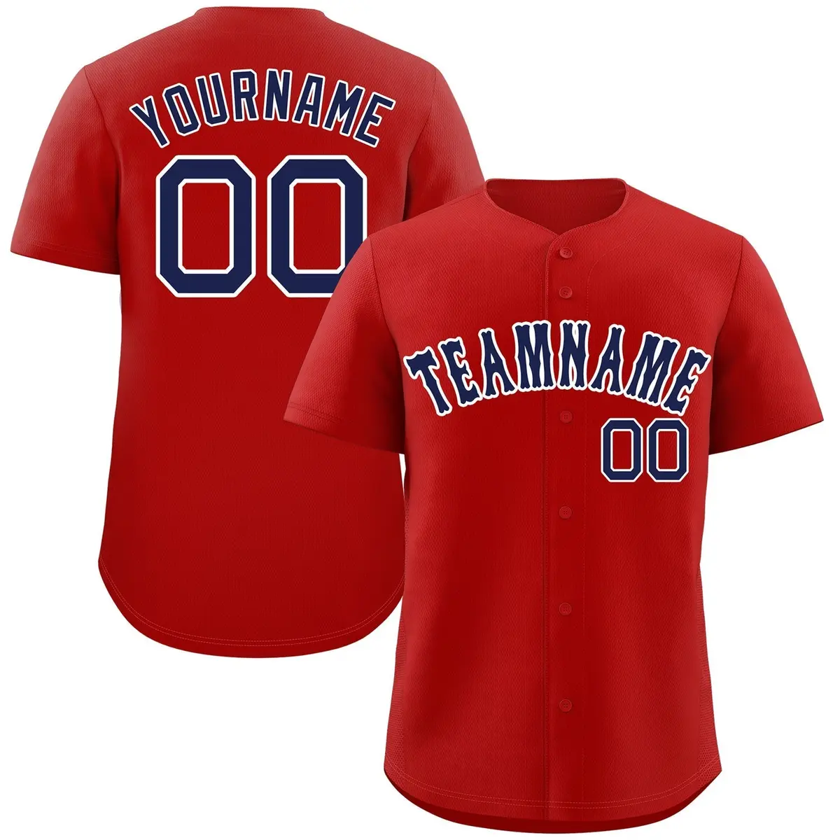 Red Navy-White Classic Authentic Baseball Jersey