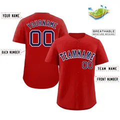 Red Navy-White Classic Authentic Baseball Jersey 2