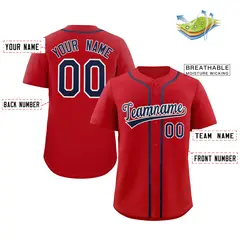 Red Navy-White Classic Authentic Baseball Jersey 3