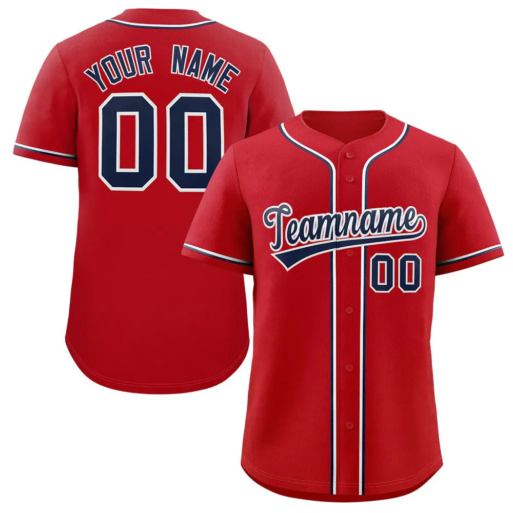 Red Navy-White Classic Authentic Baseball Jersey