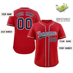 Red Navy-White Classic Authentic Baseball Jersey 2