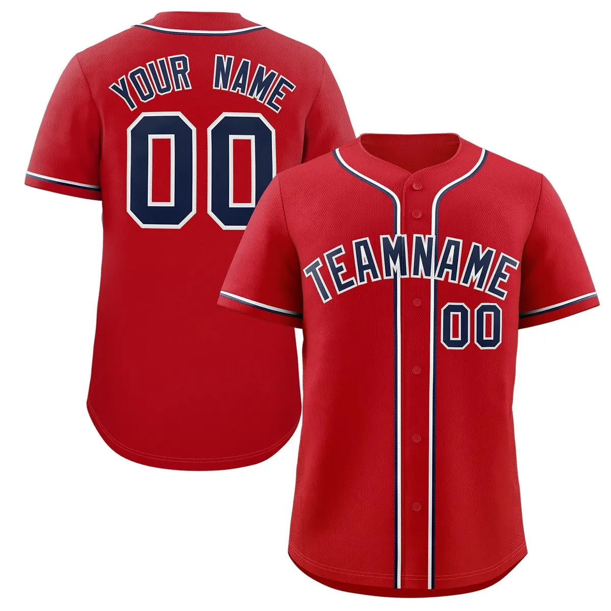 Red Navy-White Classic Authentic Baseball Jersey