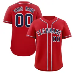 Red Navy-White Classic Authentic Baseball Jersey