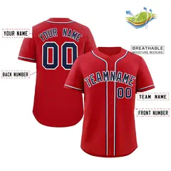 Red Navy-White Classic Authentic Baseball Jersey 2
