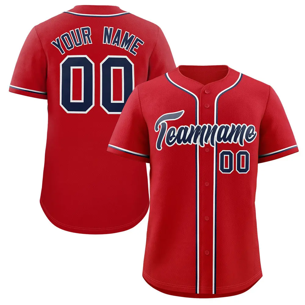 Red Navy-White Classic Authentic Baseball Jersey
