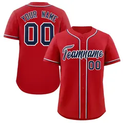 Red Navy-White Classic Authentic Baseball Jersey
