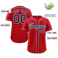 Red Navy-White Classic Authentic Baseball Jersey 2