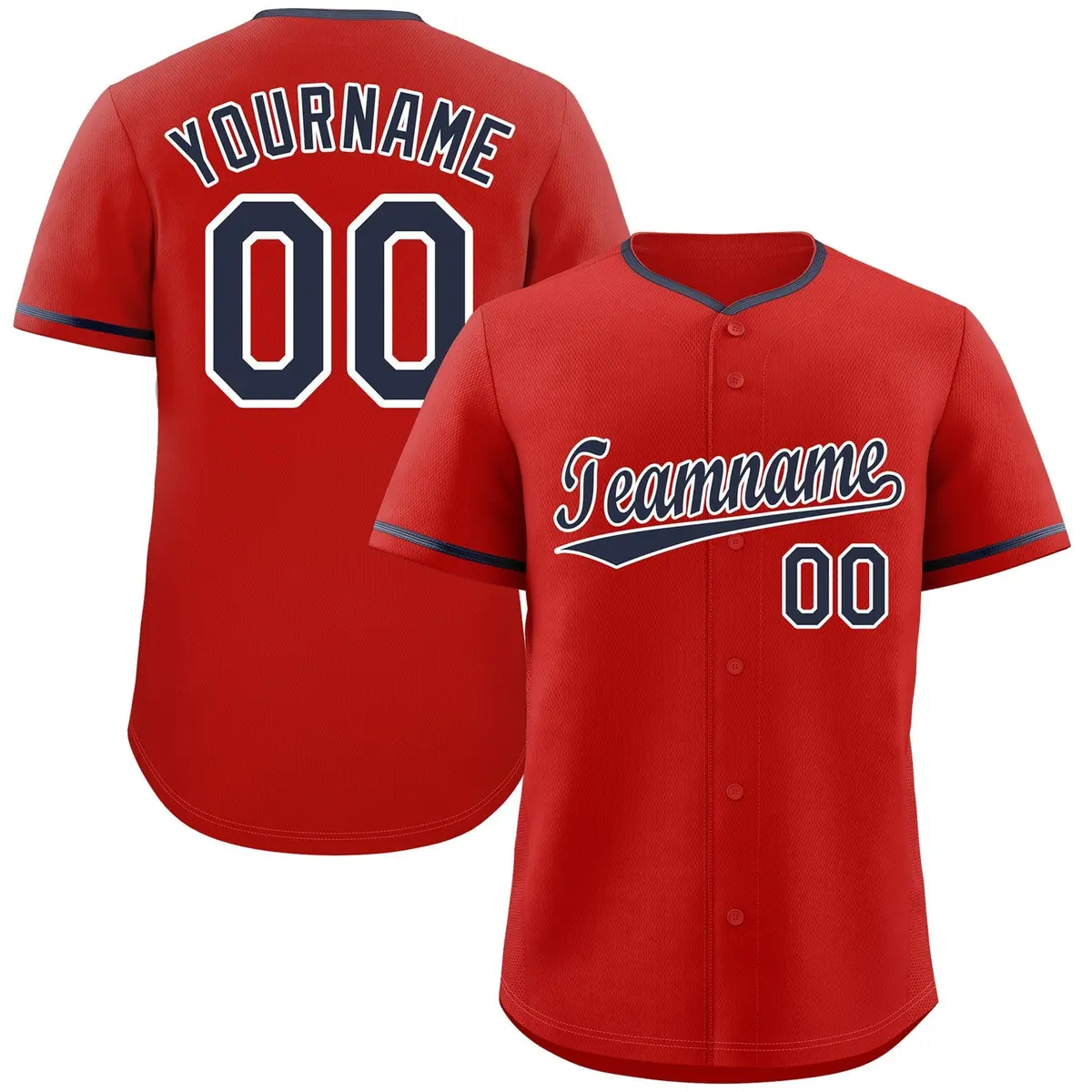 Red Navy-White Classic Authentic Baseball Jersey