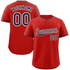 Red Navy-White Classic Authentic Baseball Jersey 1