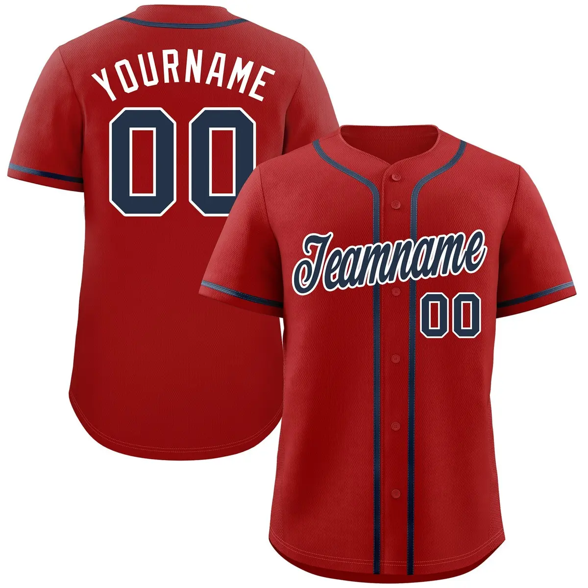 Red Navy-White Classic Authentic Baseball Jersey