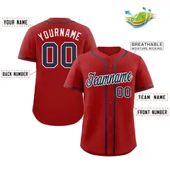Red Navy-White Classic Authentic Baseball Jersey 2