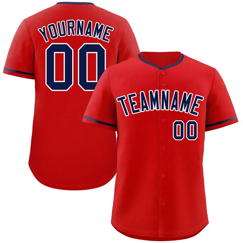 Red Navy-White Classic Authentic Baseball Jersey