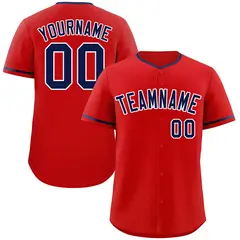 Red Navy-White Classic Authentic Baseball Jersey 1