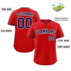 Red Navy-White Classic Authentic Baseball Jersey 2