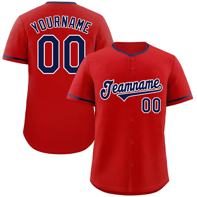 Red Navy-White Classic Authentic Baseball Jersey