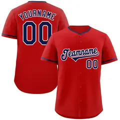 Red Navy-White Classic Authentic Baseball Jersey 1