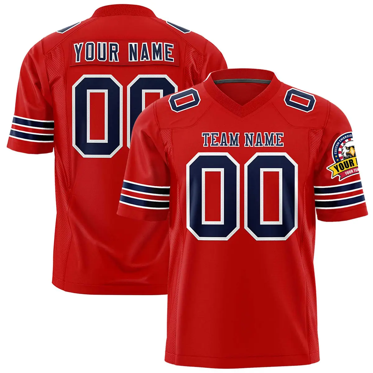 Red Navy-White Classic Authentic Football Jersey