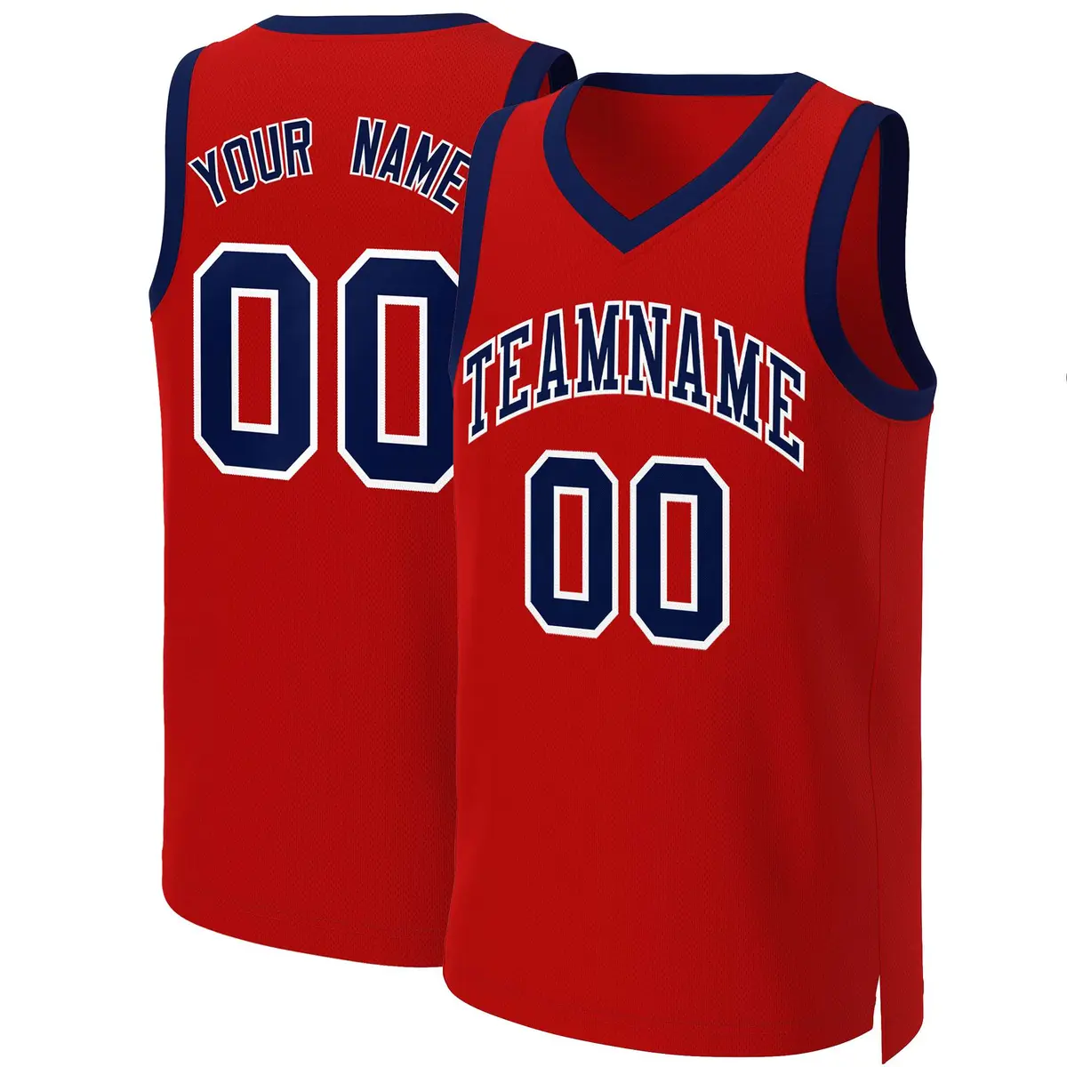 Red Navy-White Classic Basketball Jersey