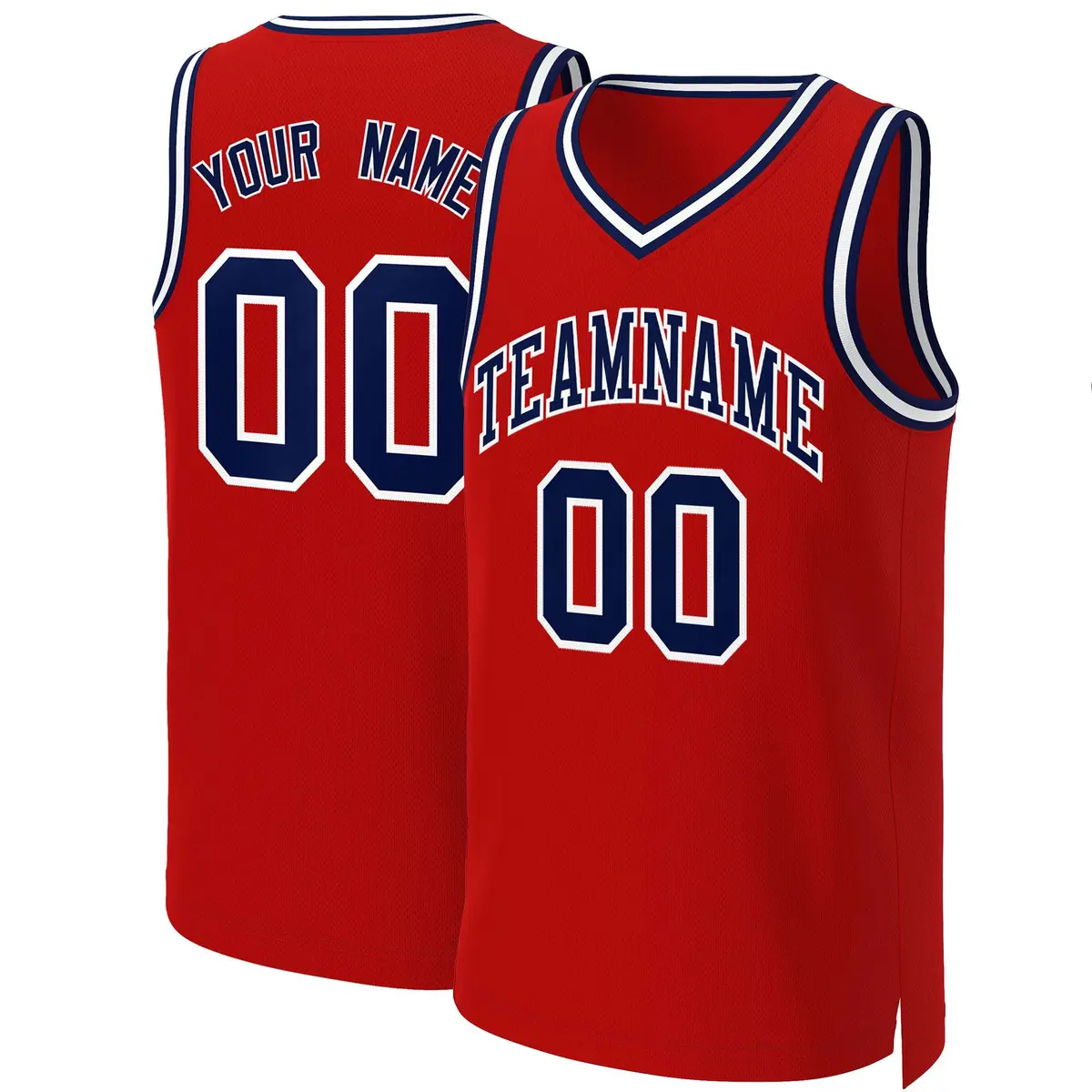 Red Navy-White Classic Basketball Jersey