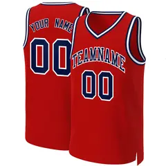 Red Navy-White Classic Basketball Jersey 1