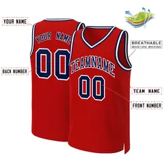 Red Navy-White Classic Basketball Jersey 2