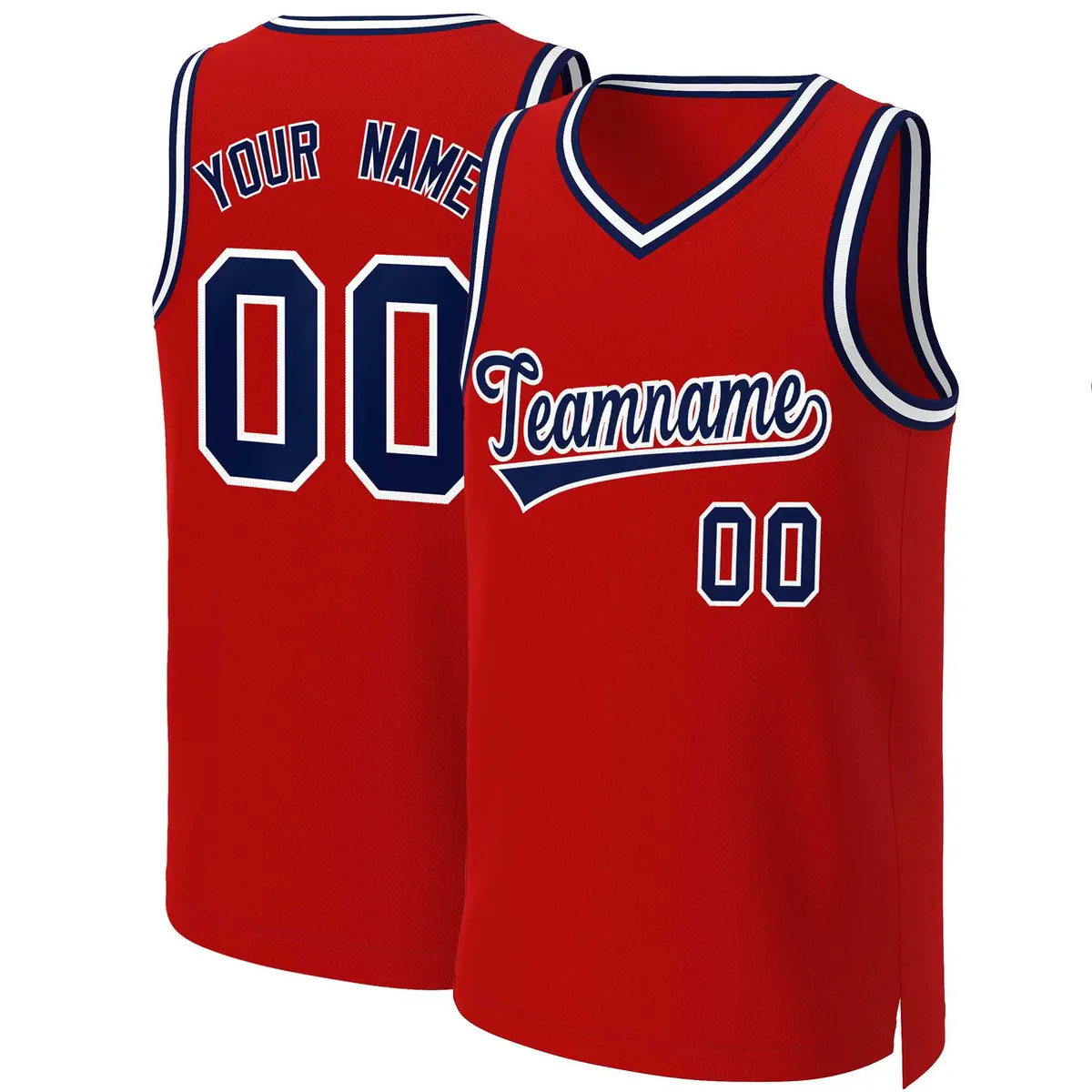 Red Navy-White Classic Basketball Jersey