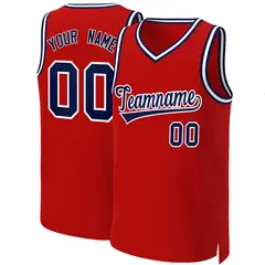 Red Navy-White Classic Basketball Jersey 1