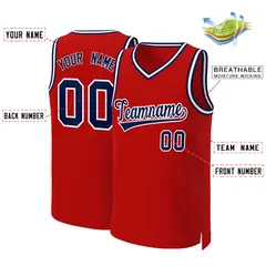Red Navy-White Classic Basketball Jersey 2