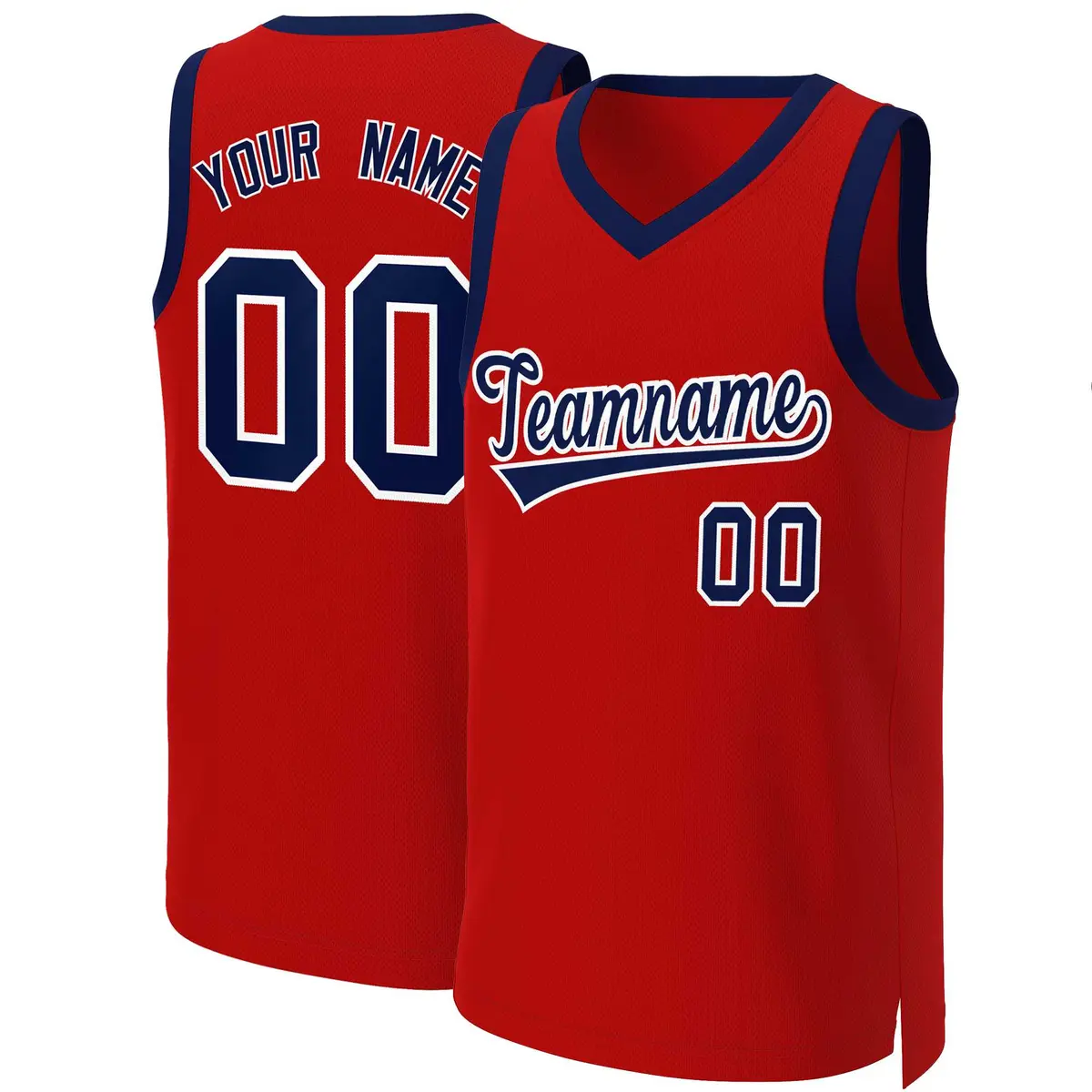 Red Navy-White Classic Basketball Jersey