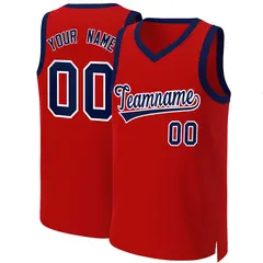 Red Navy-White Classic Basketball Jersey 1