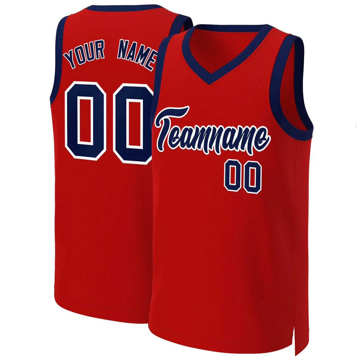 Red Navy-White Classic Basketball Jersey