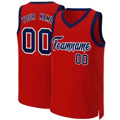 Red Navy-White Classic Basketball Jersey 1