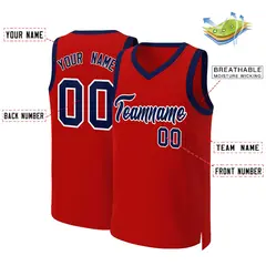 Red Navy-White Classic Basketball Jersey 2