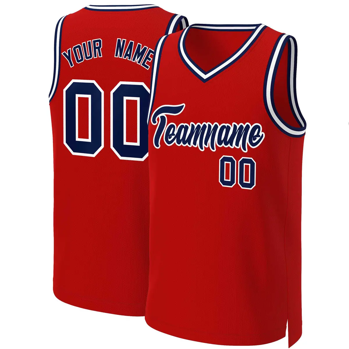 Red Navy-White Classic Basketball Jersey