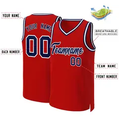 Red Navy-White Classic Basketball Jersey 2