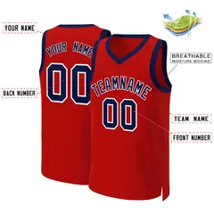 Red Navy-White Classic Basketball Jersey 2