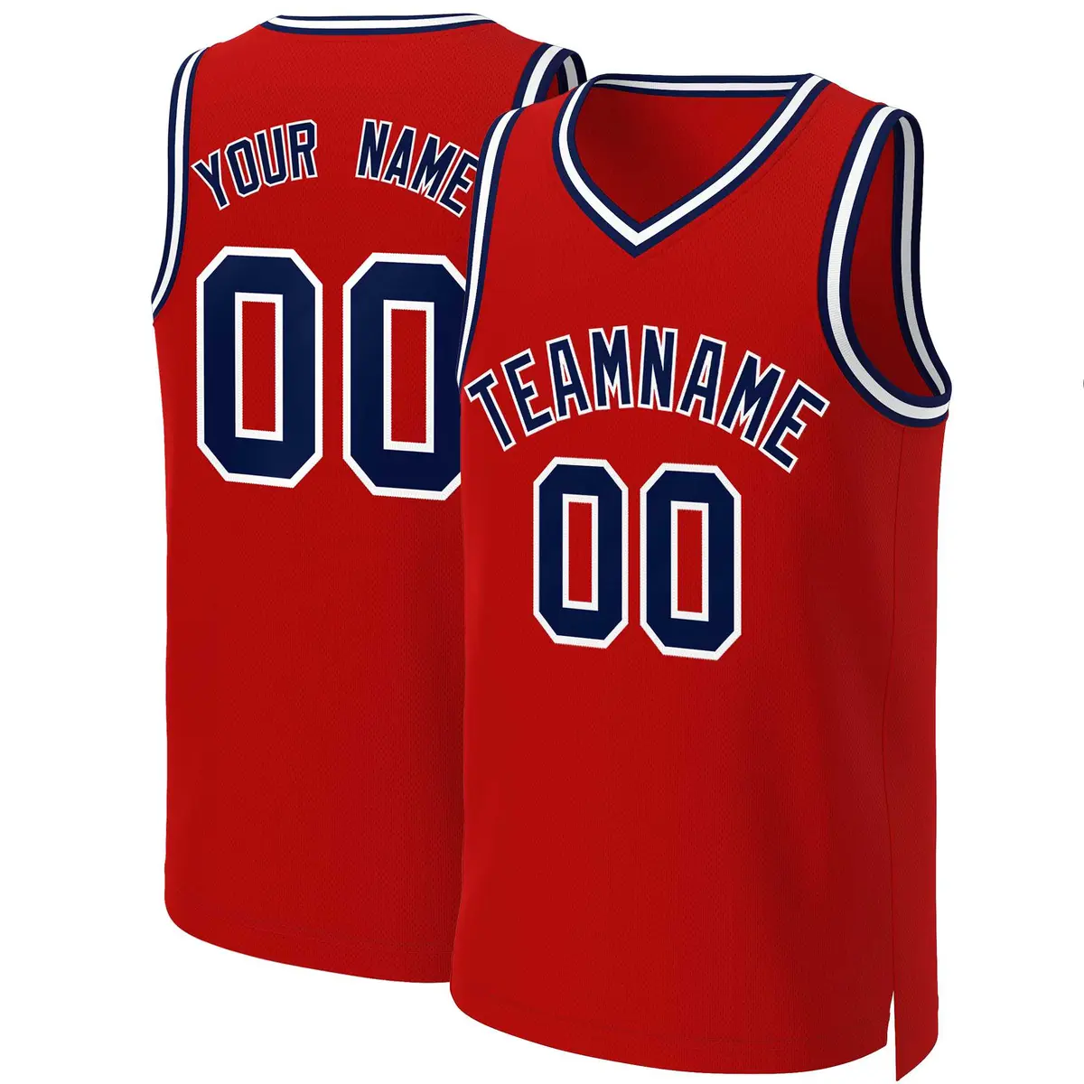 Red Navy-White Classic Basketball Jersey