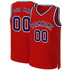Red Navy-White Classic Basketball Jersey