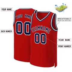 Red Navy-White Classic Basketball Jersey 2